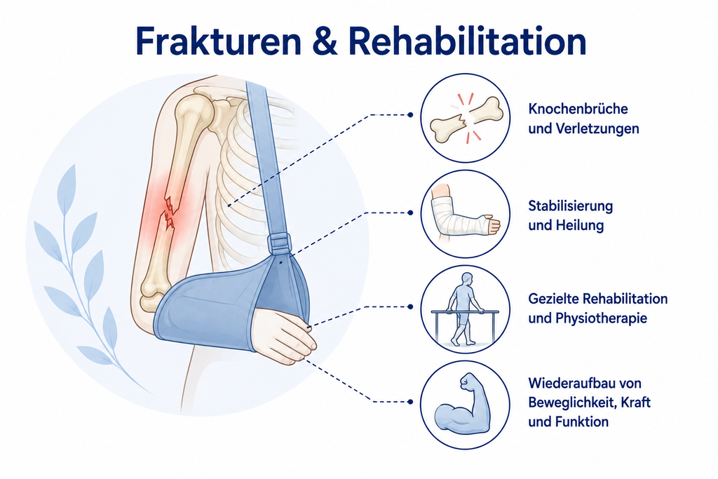 Schematische Darstellung der Rehabilitation nach Frakturen und Knochenbrüchen – Physiotherapie Delmenhorst